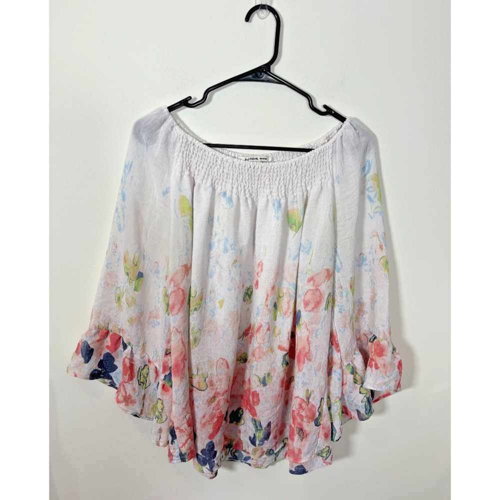 Zac & Rachel Women's 1X Blouse Long Flowly Sleeves Watercolor Print